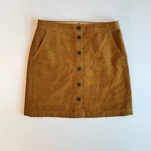 J. Crew Button-Front Corduroy Mini Skirt in Brown